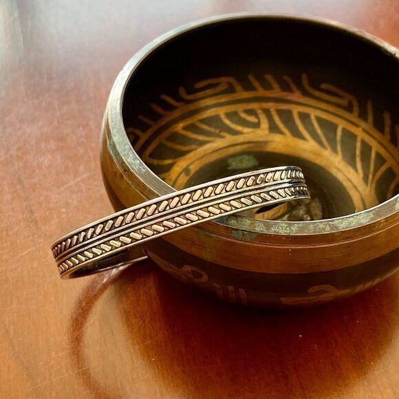 Braided Stamped Silver Tone Cuff Bracelet for Men or Women (thicker style) #502 - Picture 5 of 9